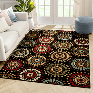 Hudson Waves Blue Brown Geometric Modern Casual Area Rug 2x4 Easy to Clean Stain Fade Resistant Shed Free Abstract Contemporary Natural Lines Multi Soft Living Dining Room Rug 2'3 x 3'11 